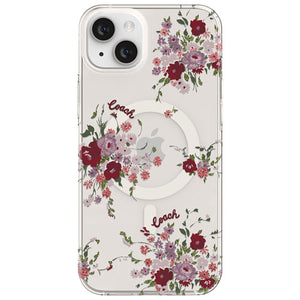 Coach NEW YORK Fitted Hard Shell Case with MagSafe for iPhone 14 Plus (Floral Purple Bundle)