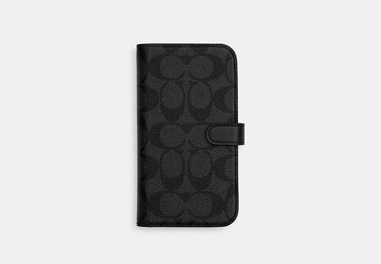 Coach NEW YORK Folio Wallet Case for iPhone 15 Pro Max (Charcoal Black)