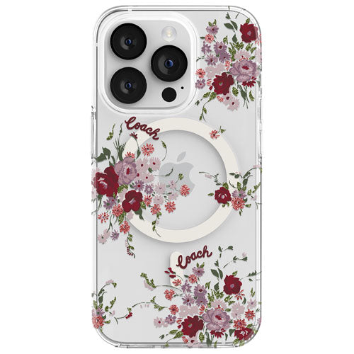 Coach NEW YORK Fitted Hard Shell Case with MagSafe for iPhone 14 Pro (Floral Purple Bundle)