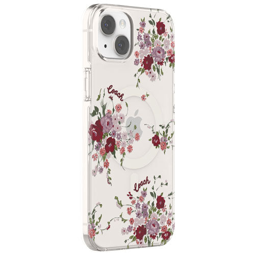 Coach NEW YORK Fitted Hard Shell Case with MagSafe for iPhone 14 Plus (Floral Purple Bundle)