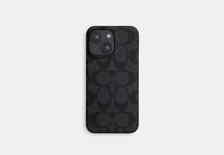 Coach NEW YORK Slim Wrap Fitted Hard Shell Case with MagSafe for iPhone 15 Pro Max (Signature Charcoal Black)