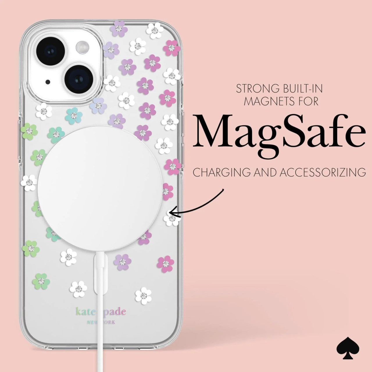 Kate Spade Protective Hardshell Magsafe Case for iPhone 15 (Scattered Flowers)