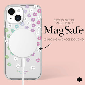 Kate Spade Protective Hardshell Magsafe Case for iPhone 15 (Scattered Flowers)