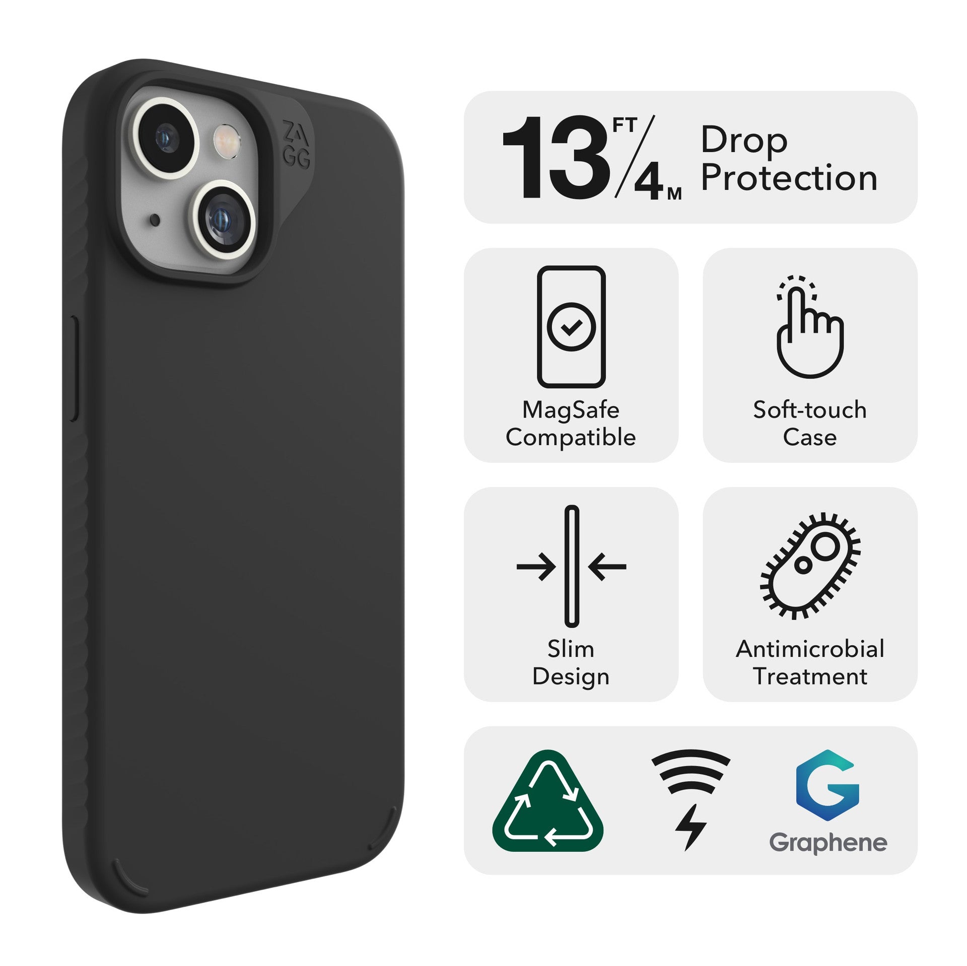 ZAGG Manhattan Snap Case with MagSafe for iPhone 15 (Black)