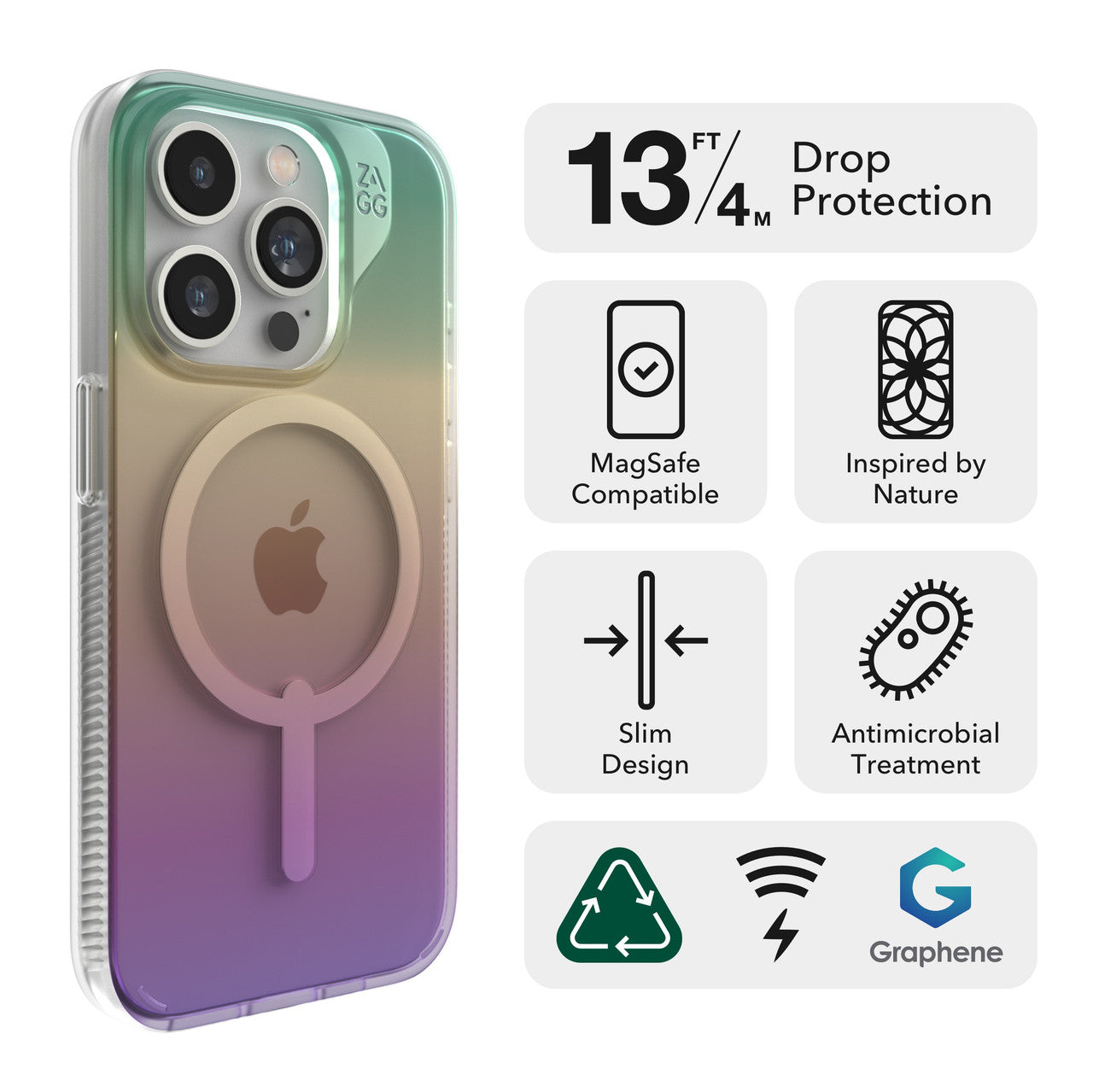 ZAGG Milan Snap Case with MagSafe for iPhone 15 Pro (Iridescent)