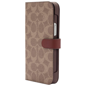 Coach NEW YORK Leather Folio Wallet Case with MagSafe for iPhone 14 Plus (Signature Tan)