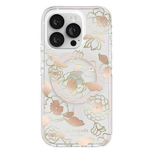 Kate Spade Defensive Case with MagSafe for iPhone 14 Pro (Gold Floral)