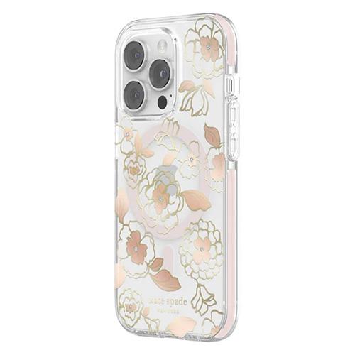 Kate Spade Defensive Case with MagSafe for iPhone 14 Pro (Gold Floral)